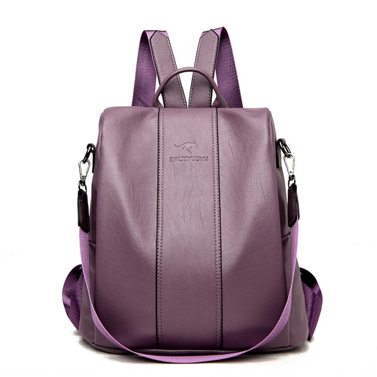 Vintage Genuine Leather Anti-Theft Backpack for Women