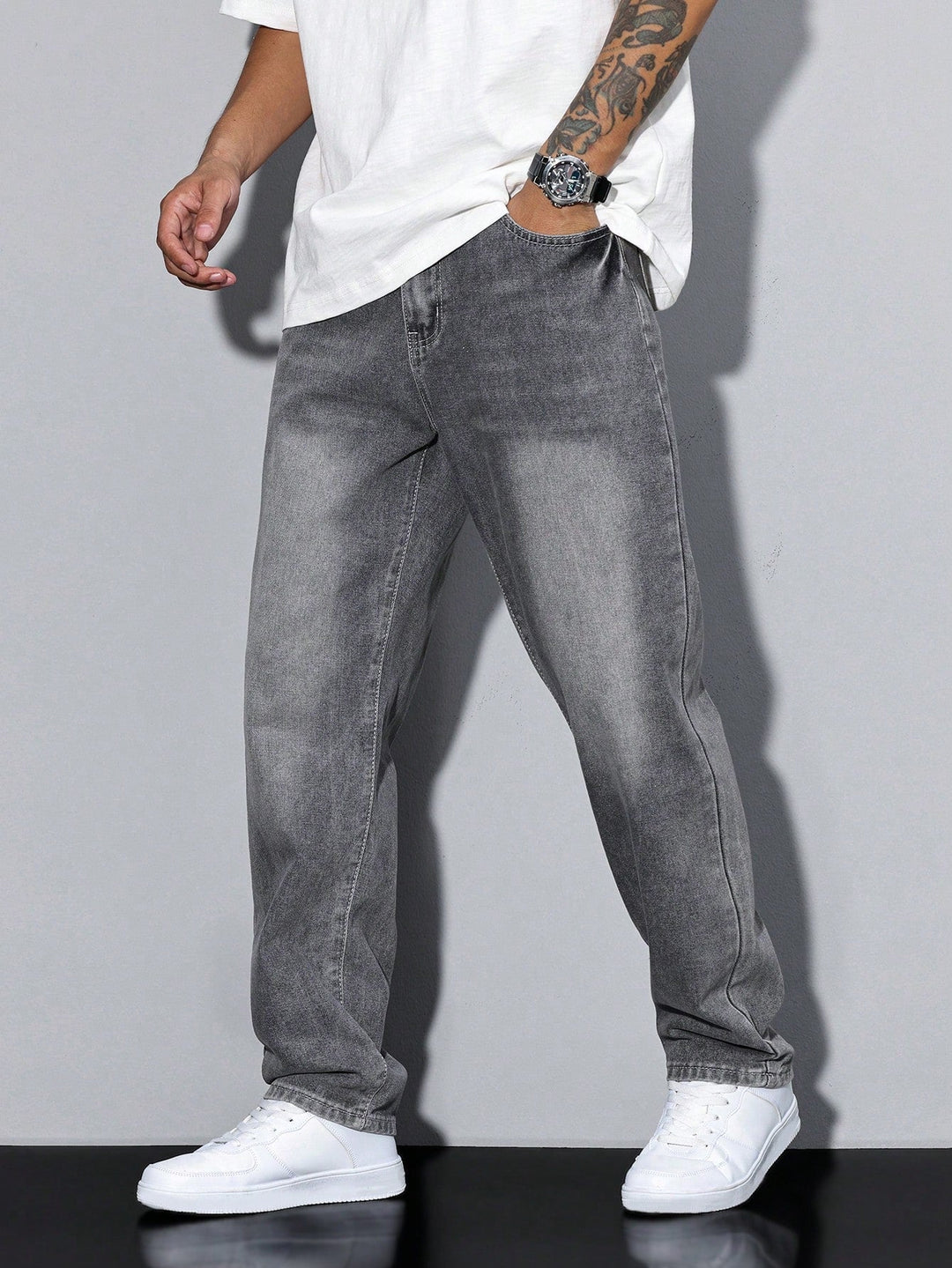Baggy Jeans - Wide-Cut Denim Trousers in a Used Look