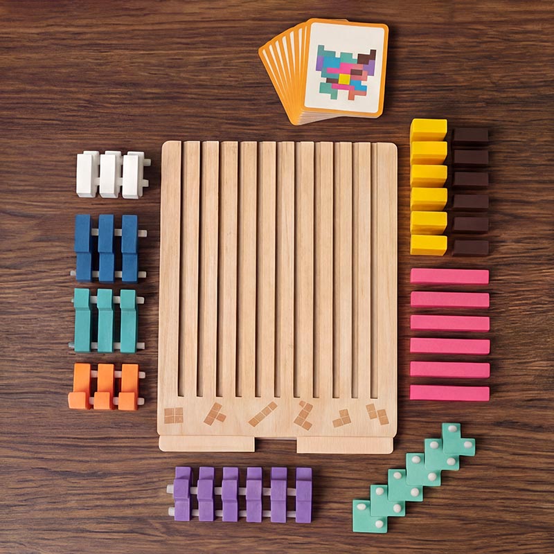 Montessori Wooden Tetris Stacking Puzzle – Educational Toy