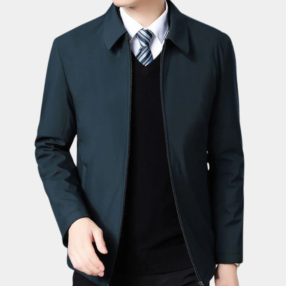 Men's Fall Jacket with Zipper and Classic Collar