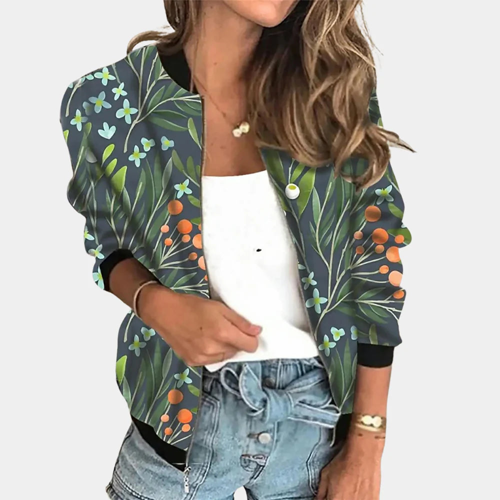 Trendy Printed Jacket with Floral Design