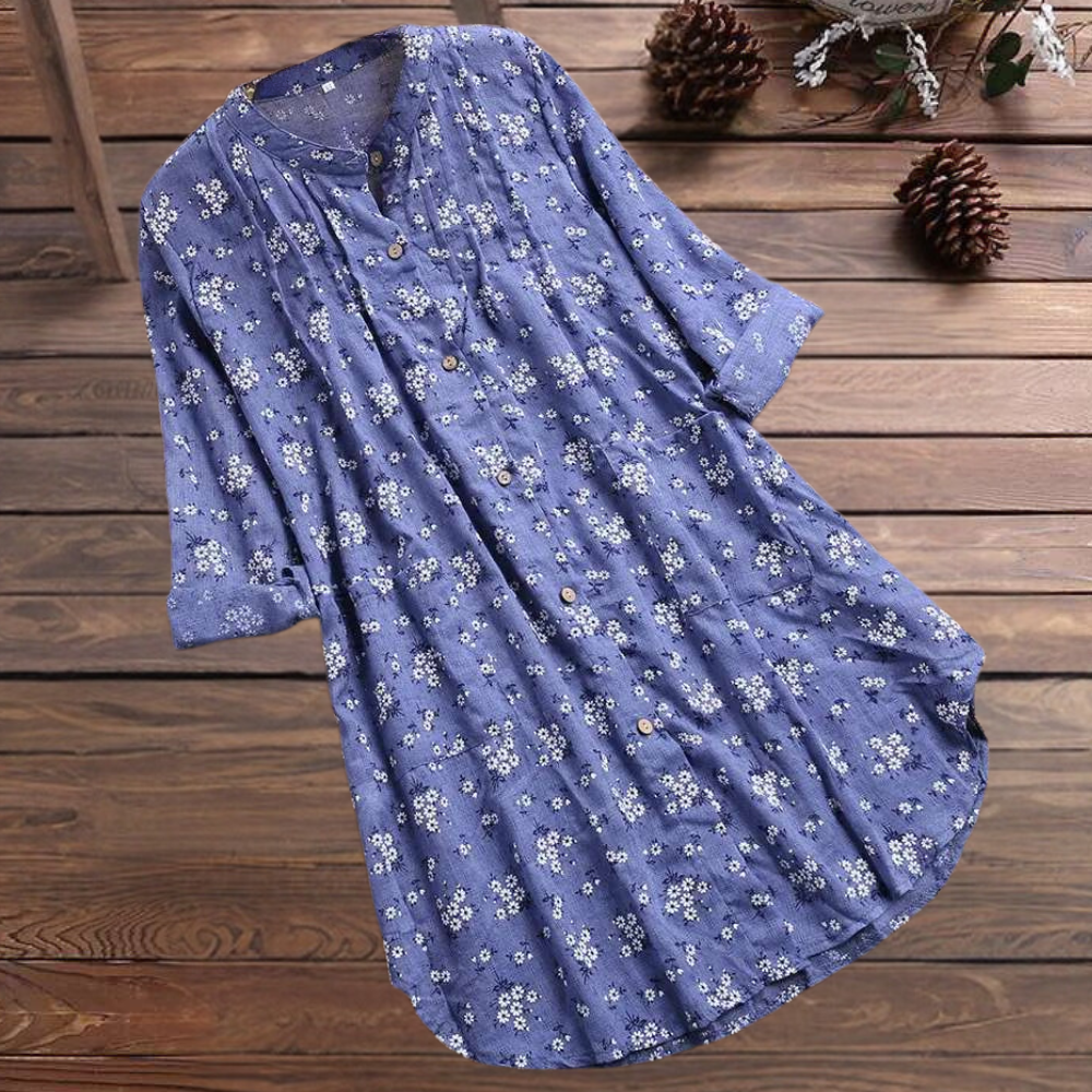 Caterina | Women's floral - long sleeve blouse
