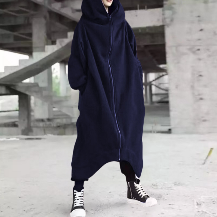 Oversized Women's Coat with Hood and Zipper – Cozy Elegance for Every Season