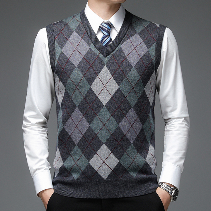 Men's Jumper with Stylish Argyle Pattern - Felix