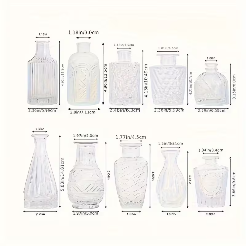 Transparent Relief Vase Set
