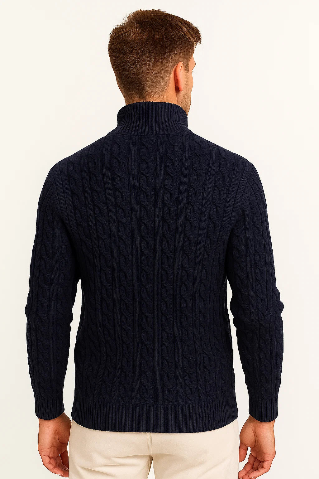 Men's Cable-Knit Jumper with Quarter Zip - Edmond