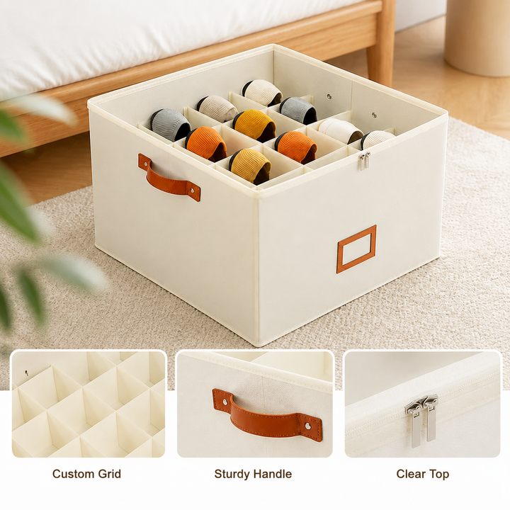 Foldable Shoe Organiser — Breathable, Space-Saving Wardrobe Storage