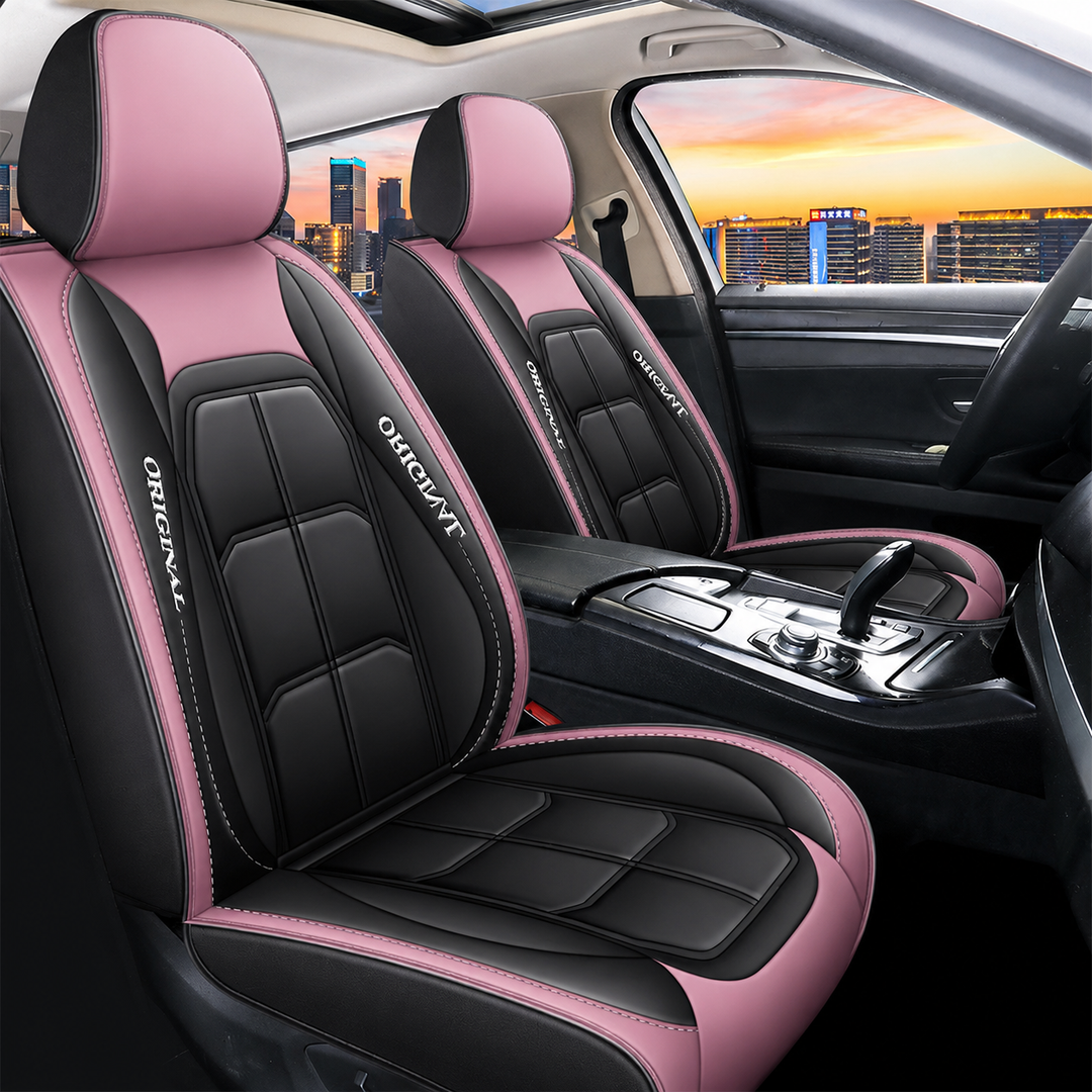 Front car seat covers, 2-piece PU leather set with universal fit