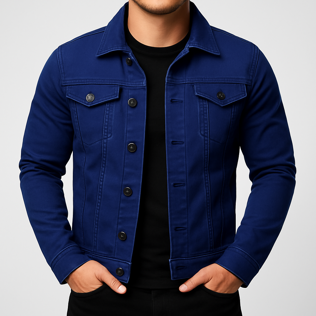 Men’s Casual Solid Denim Jacket