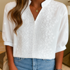White V Neck Lace Blouse