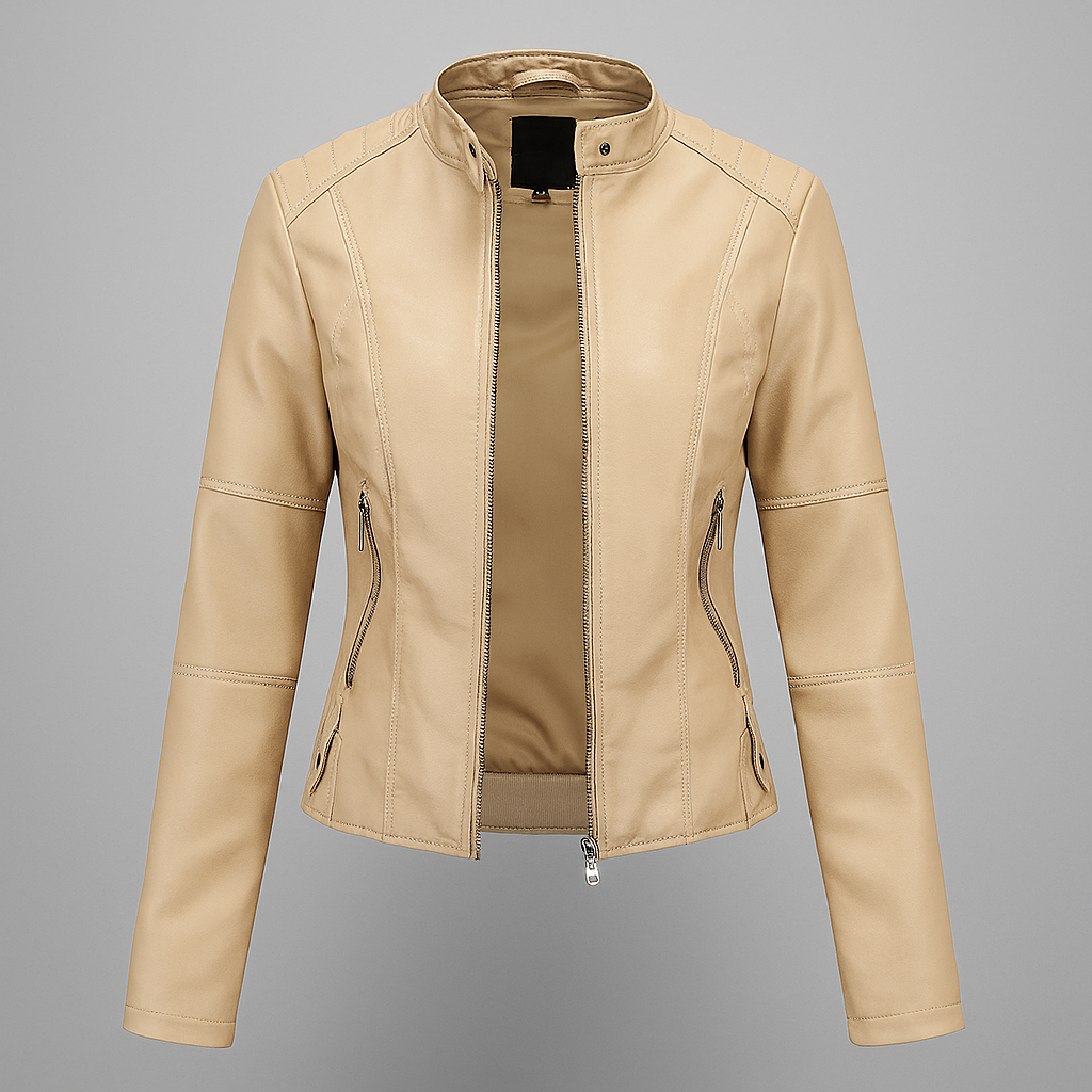 Women’s Fitted Red Leather Moto Jacket