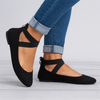 Suede Finish Elastic Strap Ballet Flats