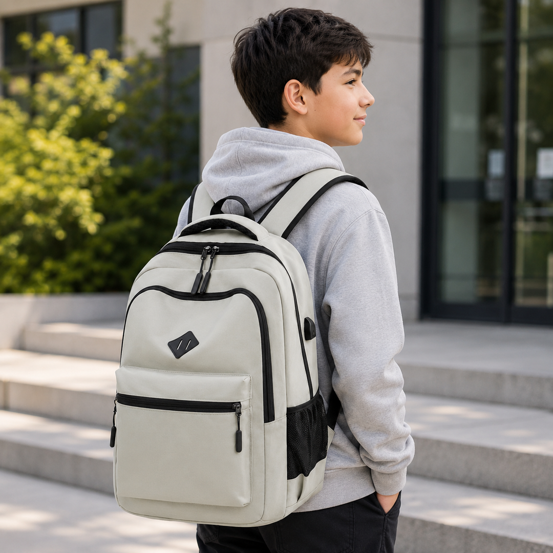 Urban School Backpack - Water-Resistant with Bottle Pocket