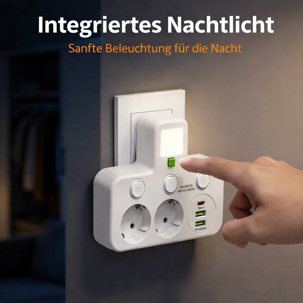 Power Strip with USB and Switches | Multi-Socket Surge Protector 2500 W