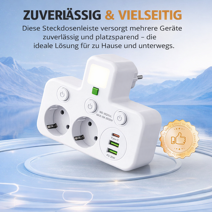 Power Strip with USB and Switches | Multi-Socket Surge Protector 2500 W