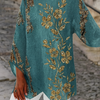 Golden Floral Long-Sleeve Blouse – Casual Elegance with Feminine Artistry