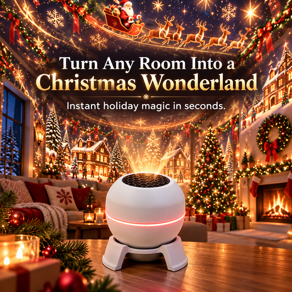 Christmas Light Projector with Moving Star Patterns, USB-Powered, White