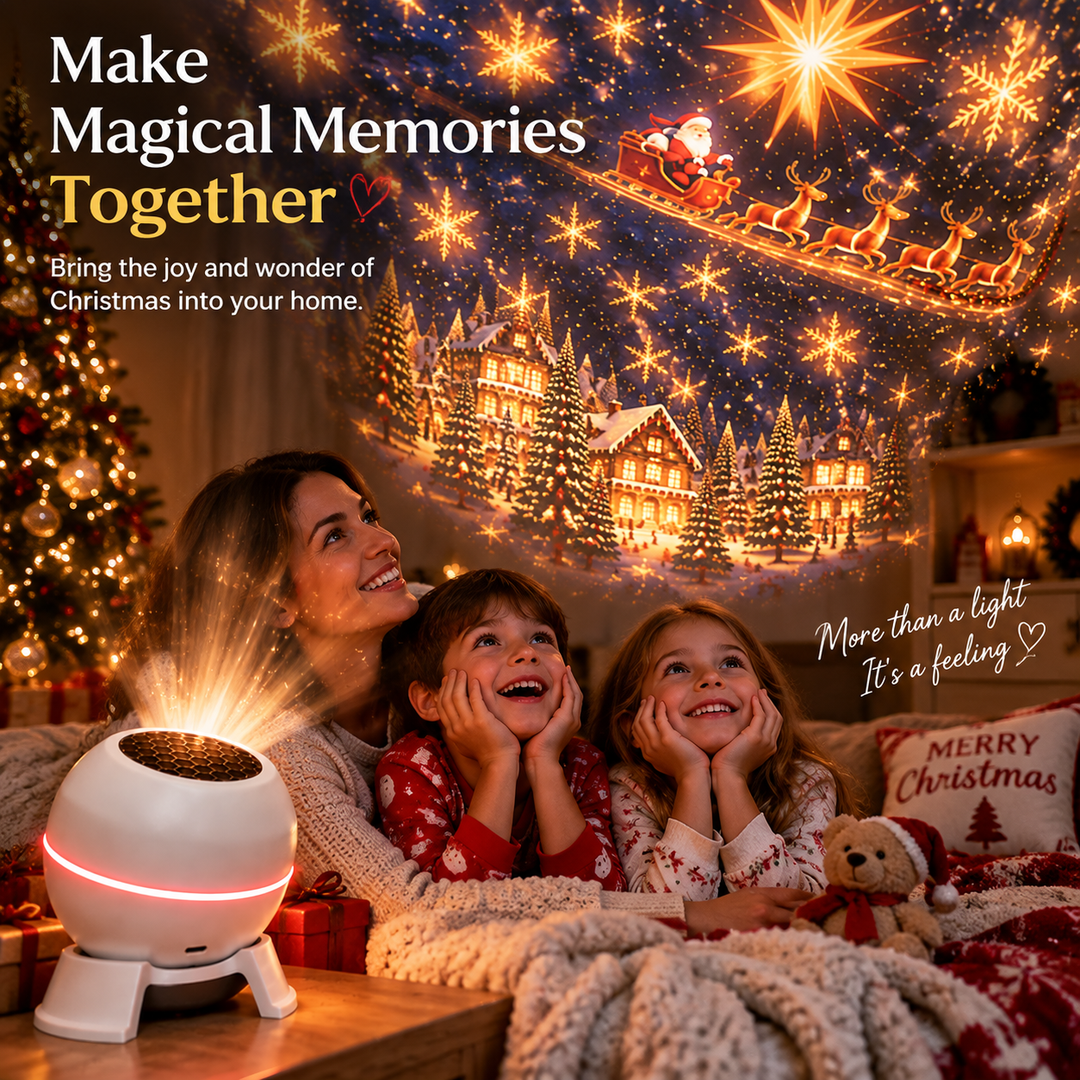 Christmas Light Projector with Moving Star Patterns, USB-Powered, White
