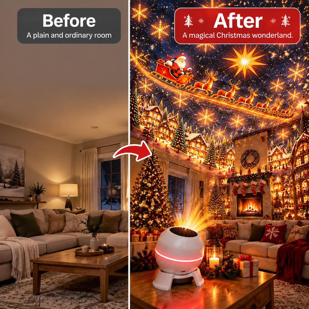 Christmas Light Projector with Moving Star Patterns, USB-Powered, White