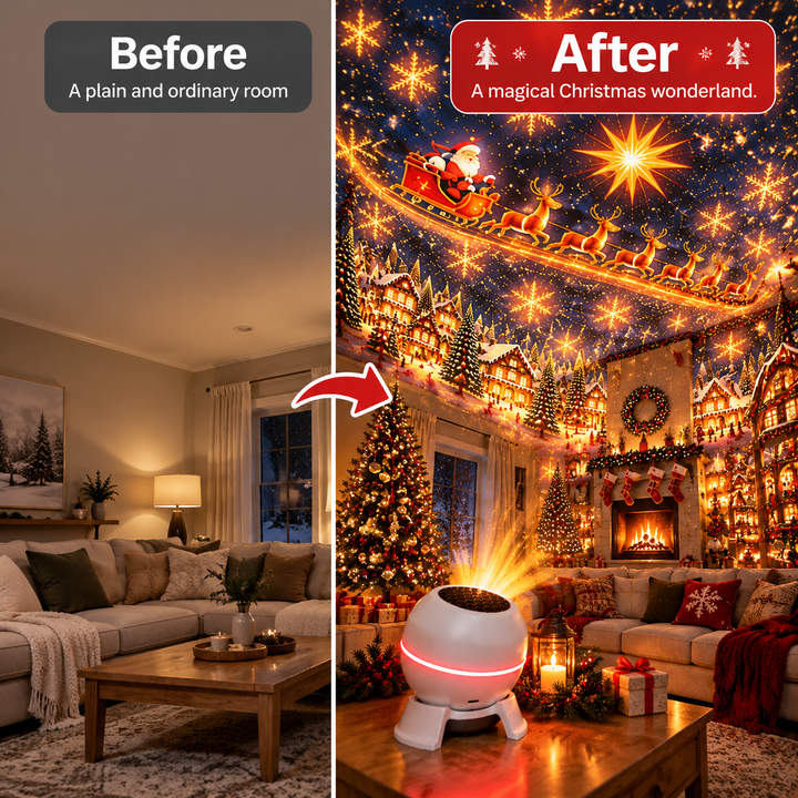 Christmas Light Projector with Moving Star Patterns, USB-Powered, White