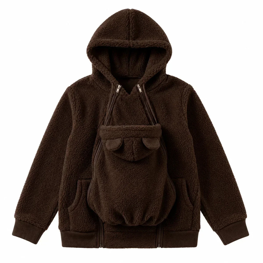 Cosy Sherpa Fleece Hoodie with Detachable Zip-On Baby Carrier Insert