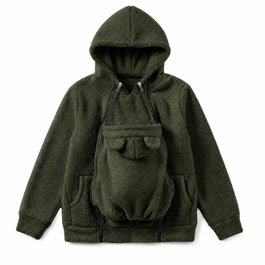 Cosy Sherpa Fleece Hoodie with Detachable Zip-On Baby Carrier Insert