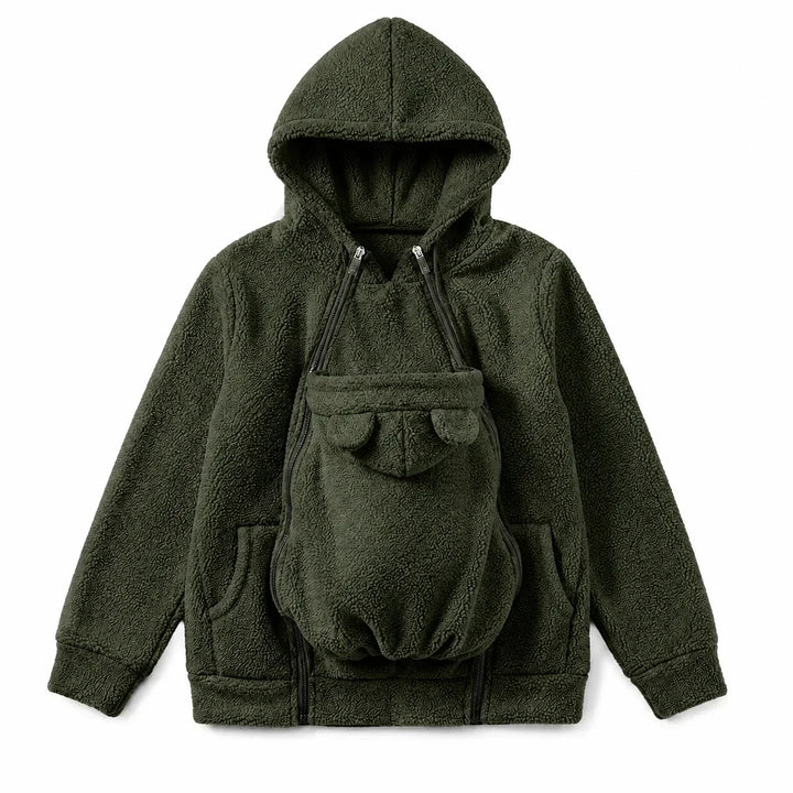 Cosy Sherpa Fleece Hoodie with Detachable Zip-On Baby Carrier Insert
