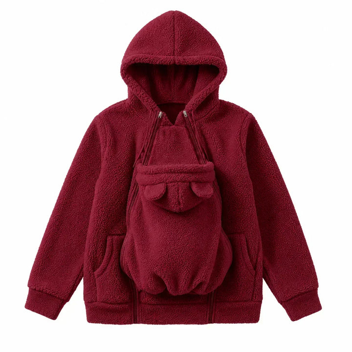 Cosy Sherpa Fleece Hoodie with Detachable Zip-On Baby Carrier Insert