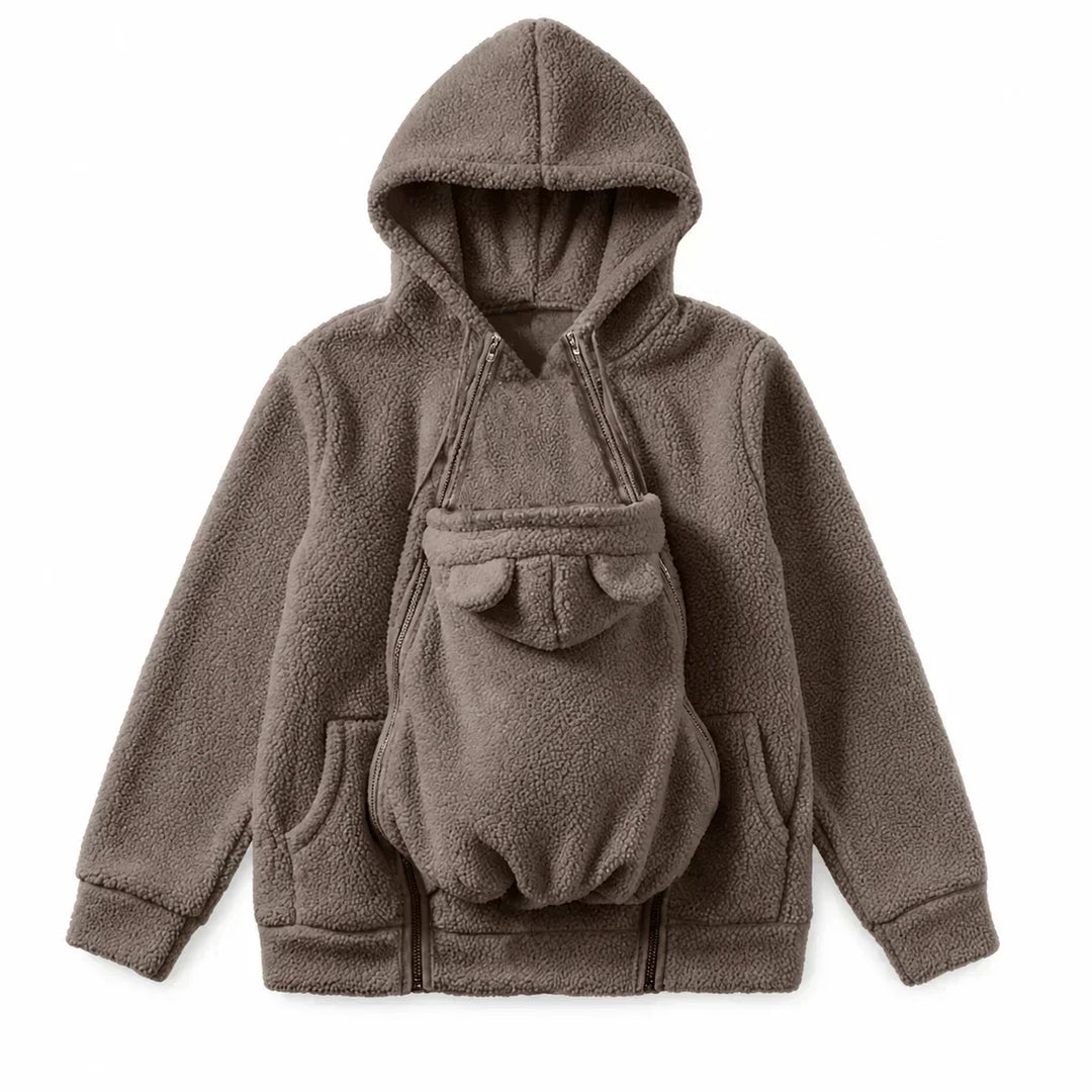 Cosy Sherpa Fleece Hoodie with Detachable Zip-On Baby Carrier Insert