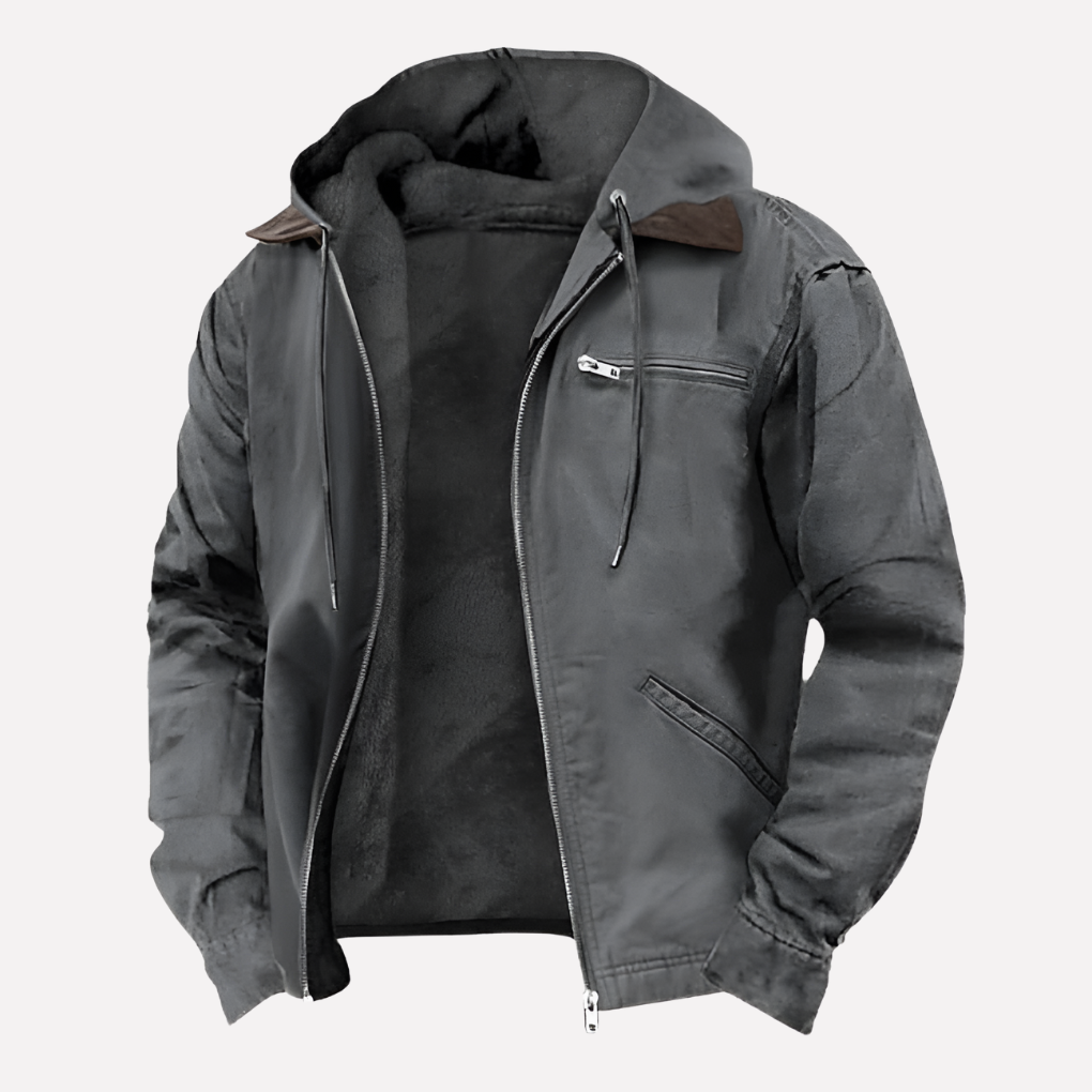 Men’s Outdoor Hooded Jacket with Zipper Pockets