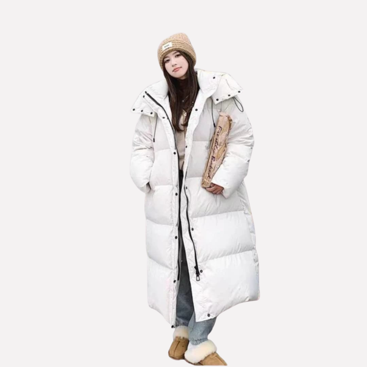 Women's Long Puffer Jacket with Hood