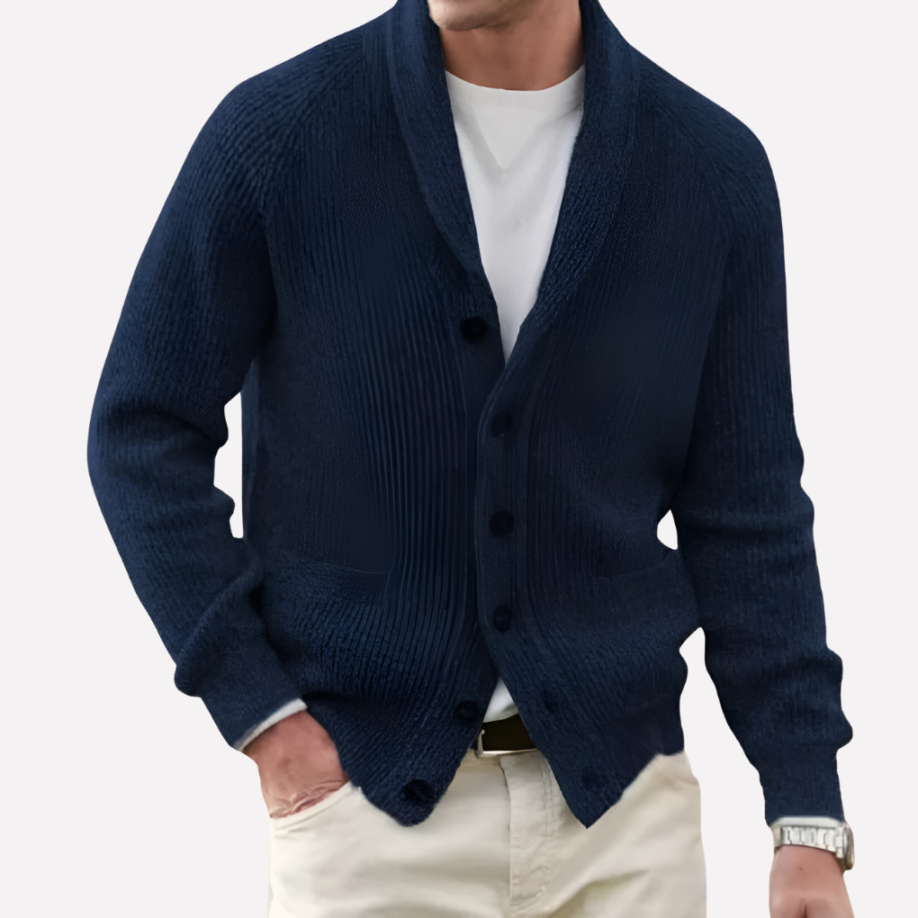 Men’s Cardigan with Shawl Collar and Button Front