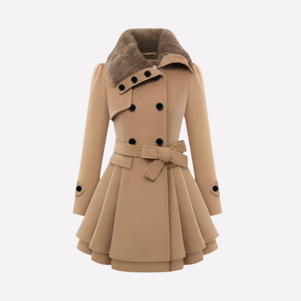 Women’s Winter Coat with Buttons and Belt