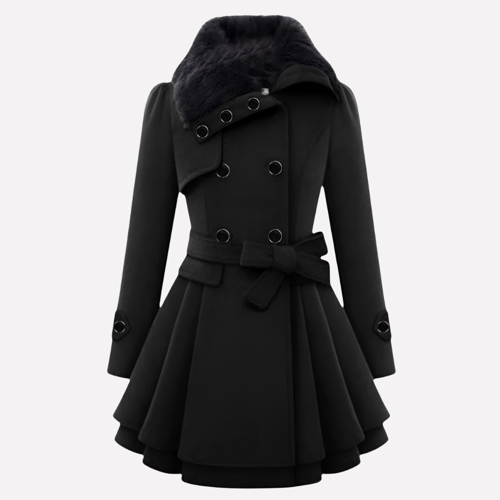 Women’s Winter Coat with Buttons and Belt