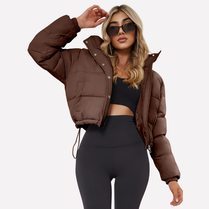 Women’s Short Jacket with Hood and Front Zippe