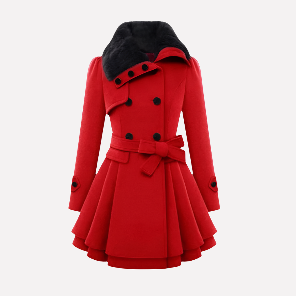 Women’s Winter Coat with Buttons and Belt