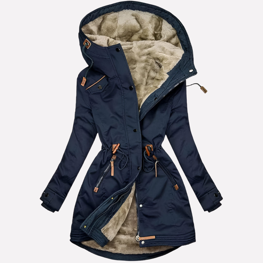 Women’s Parka with Lined Hood and Drawstring Waist
