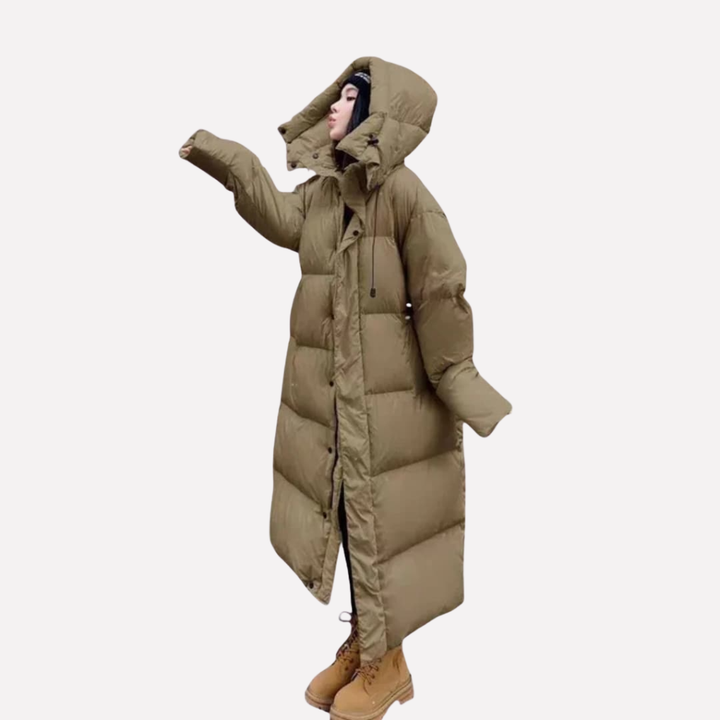 Women's Long Puffer Jacket with Hood