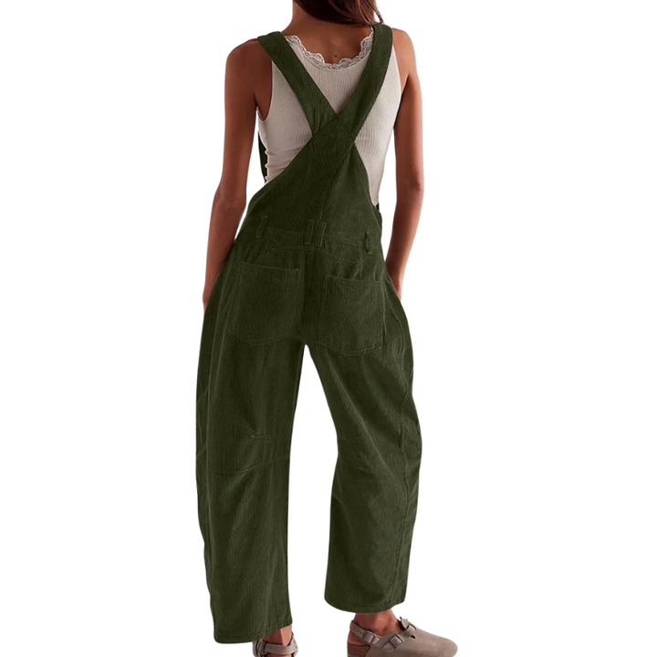 Women's Wide-Leg Corduroy Dungarees – Casual Utility Jumpsuit