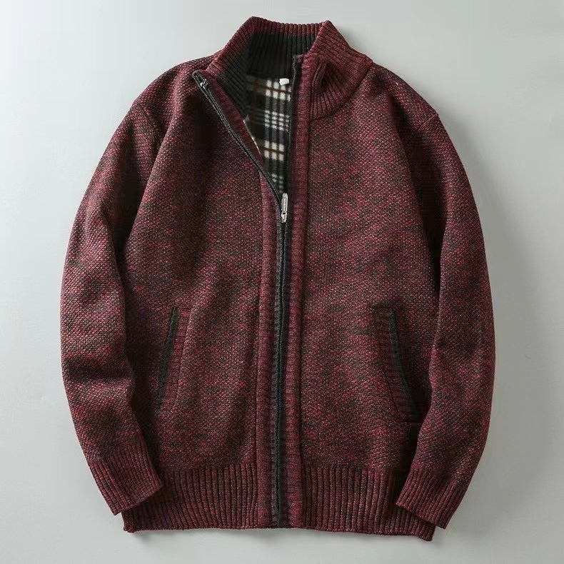 Lined Zip-Up Knitted Cardigan for Men - Victor