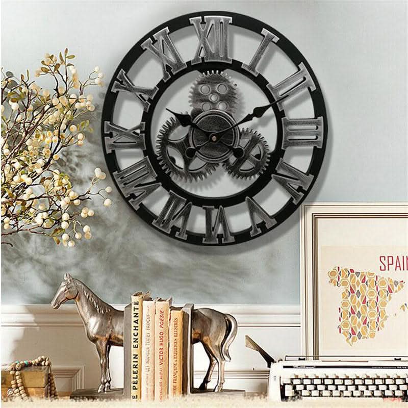 Aurex Industrial-Style Timeless Wall Clock, an Eye-Catcher for Living Room, Office and Bar