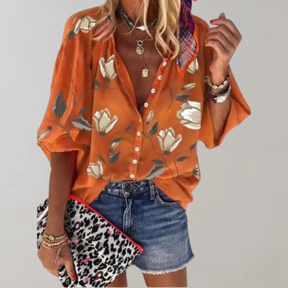 Summer Floral Print Blouse for Women