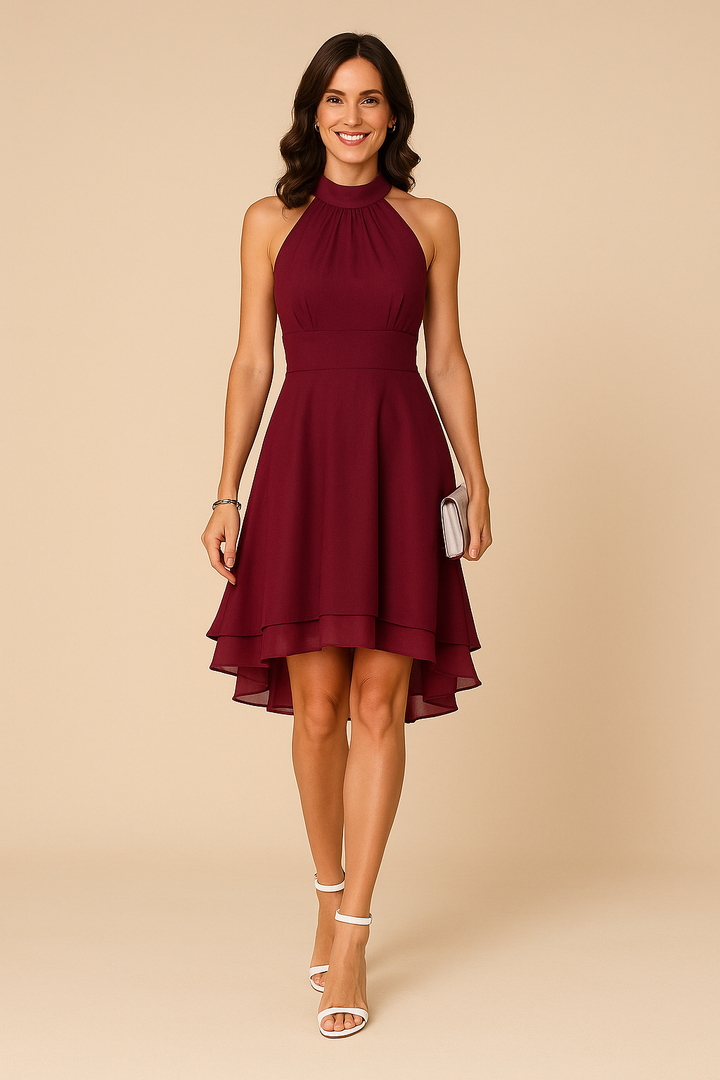 Elegant Women's Dress for Wedding Guests – Evening Dress with Flared Hem for Formal Occasions