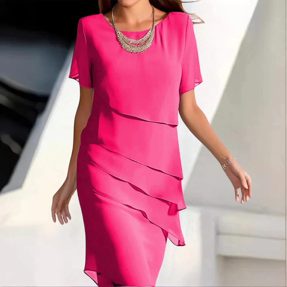 Luxe Chiffon Midi Dress for Women