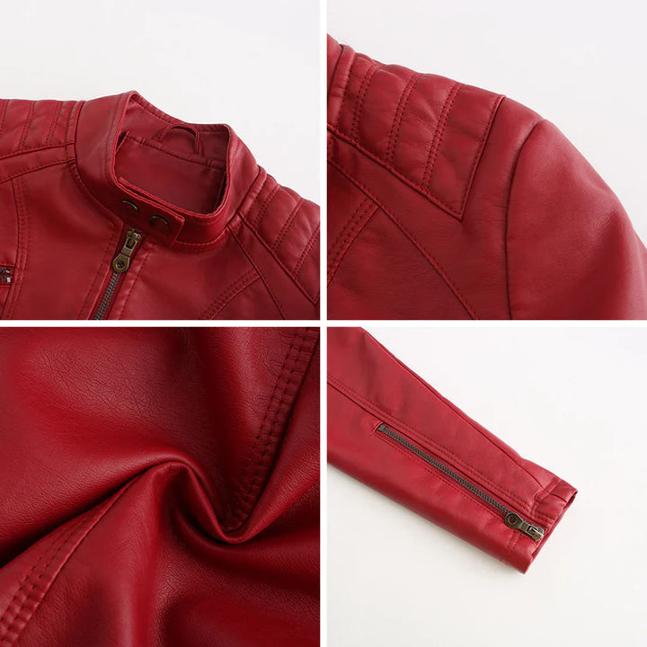 Stylish Faux Leather Women's Jacket with Classic Biker Design