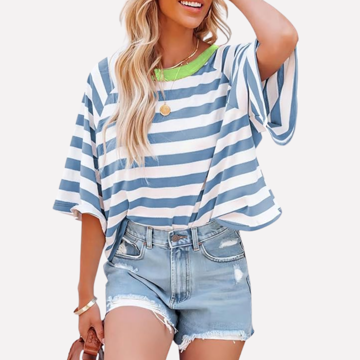Women’s Striped Color Block Crewneck Top