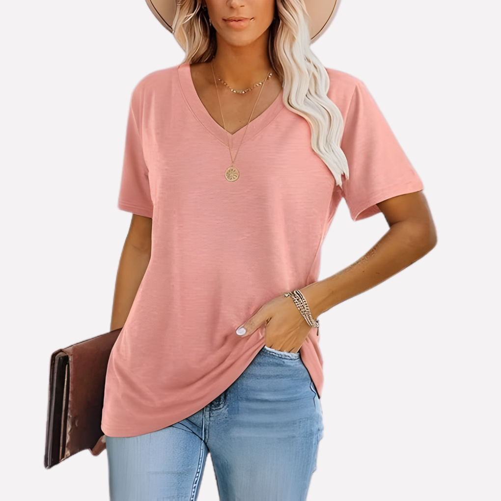Women’s V‑Neck Short Sleeve Top
