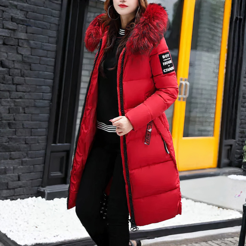 Women’s Long Coat with Fur Collar