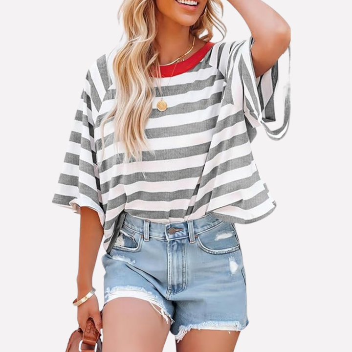 Women’s Striped Color Block Crewneck Top