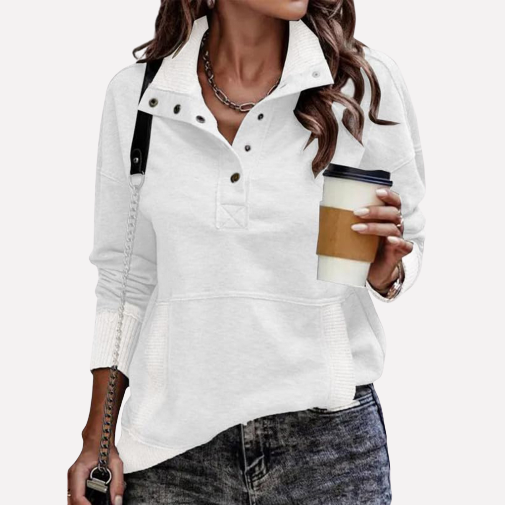 Casual Long‑Sleeve Stand Neck Sweatshirt